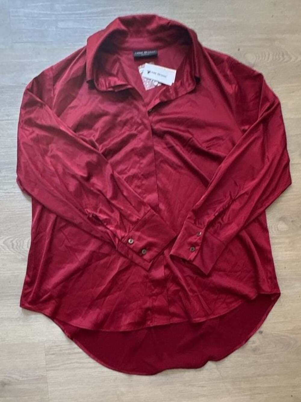 NWT Red Satin Lane Bryant Long Sleeve Button-Down Shirt